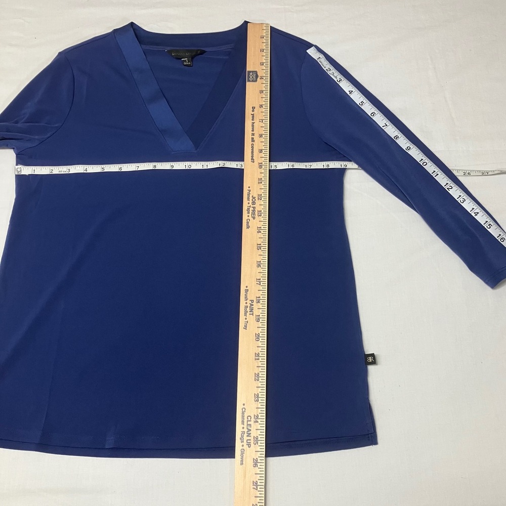 Banana Republic Womens Royal Blue V-Neck 3/4 Sleeve Blouse Top Satin Trim Size S - Picture 9 of 9